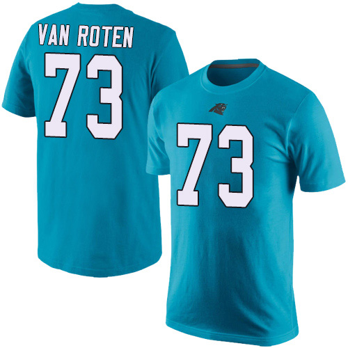 Carolina Panthers Men Blue Greg Van Roten Rush Pride Name and Number NFL Football #73 T Shirt